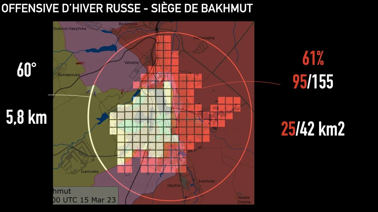 Infographie du siège de Bakhmout : 61 % de la ville aux mains des Russes