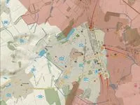 Carte de Bakhmout ville, ligne de front au fil des rues