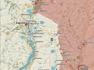 Carte du front de Koupiansk à Svatove, le long de la rivière Oskil