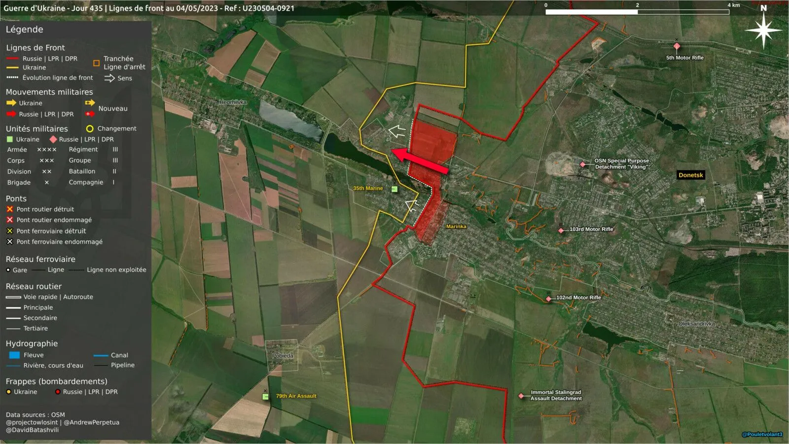 - Donetsk : Attaques russes repoussées sur Marinka et Novomykhailivka. L’armée russe a bombardé Kurakhove, Heorhiyivka, Pobyeda, Yelyzavetivka, Katerynivka, Novomykhaylivka, Shakhtarske, Prechystivka et Vuhledar.