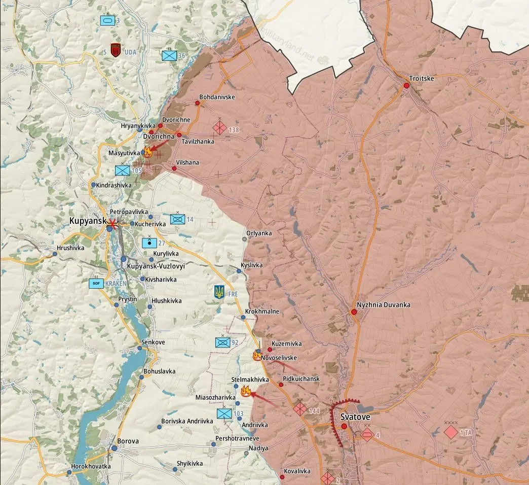 -	Svatove:  Attaques russes repoussées au niveau de Novoselivske, Stelmakhivka
