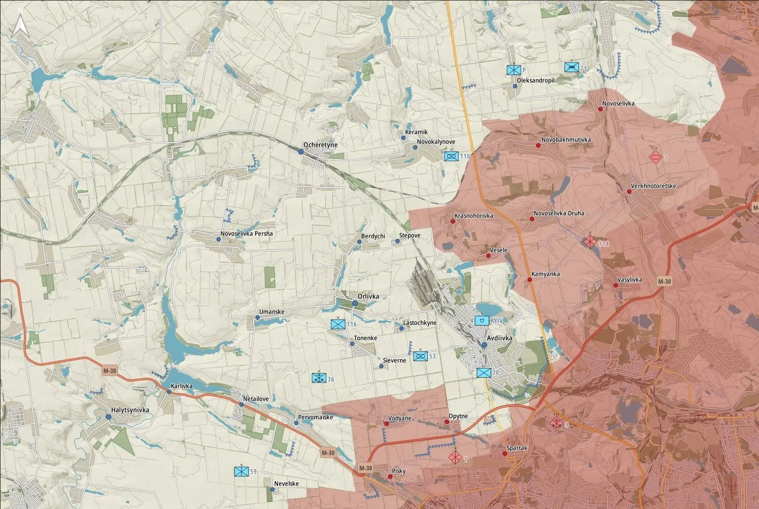 -	Adviivka : l’armée russe a bombardé Avdiyivka, Pervomayske, Karlivka et  Nevelske. L’aviation russe a mené des frappes aériennes près de Novokalynove, Avdiyivka, Novoselivka Persha et Pervomayske.