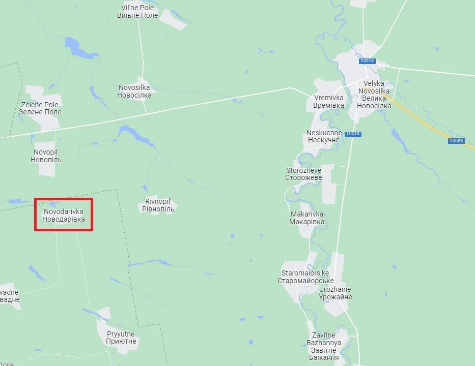 Novodarivka serait tombée (reconnu par les forces russes. Elle se situe sur l’axe de Pryyutne). Neskuchne et Storozheve sont tombées elles aussi, sur la rive droite de la rivière Mokri Yali (la route T-0518 est sur la rive gauche), qui serpente avec la T-0518 jusqu’à Zachativka.