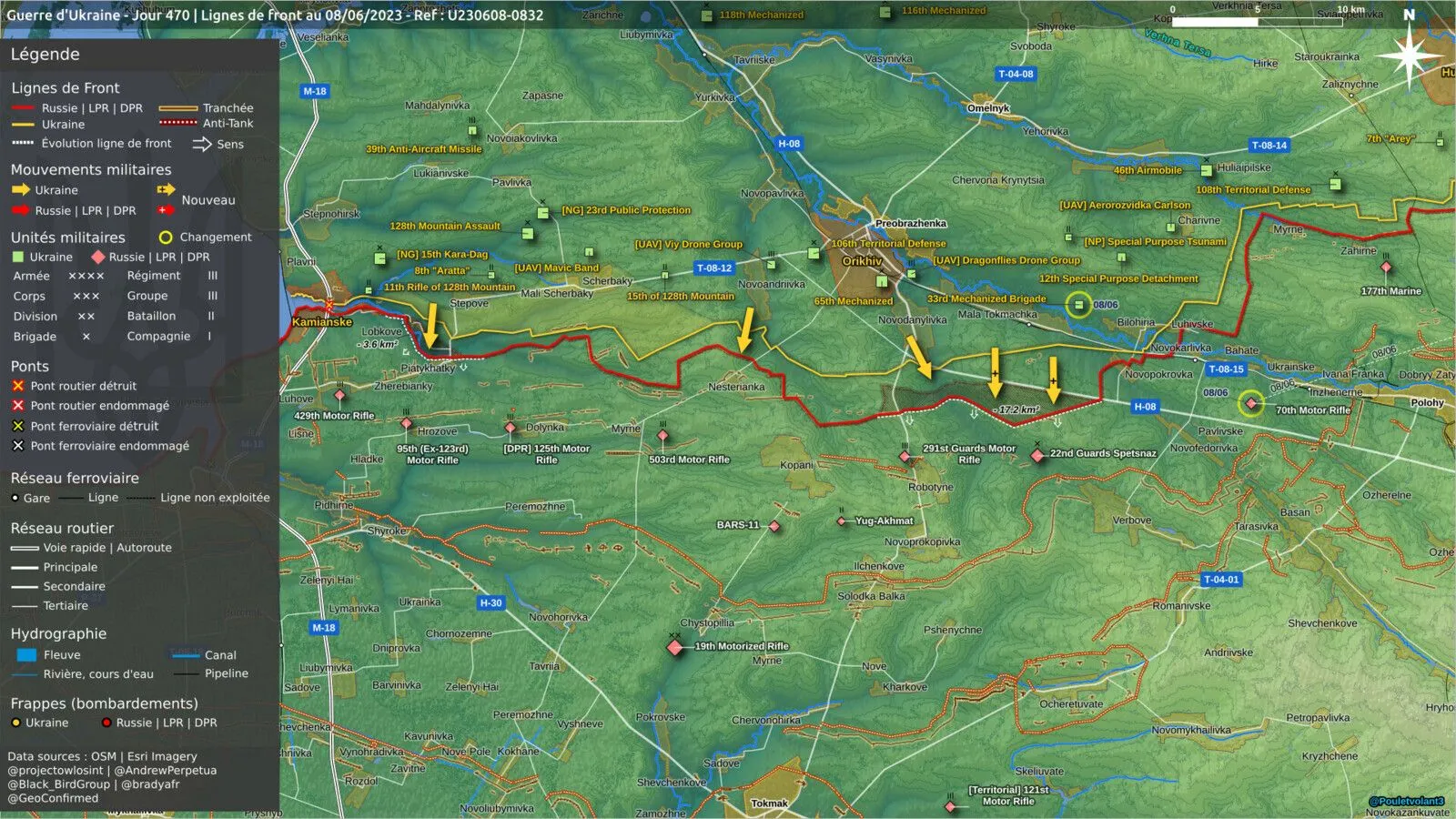 - Orikhiv : 3 axes d’attaques différents qui visent Tokmak:  De Stepove vers Piatykhatky De Novoandriivka vers Nesterianka De Novoanylivka et Mala Tokmachka vers Robtyne.