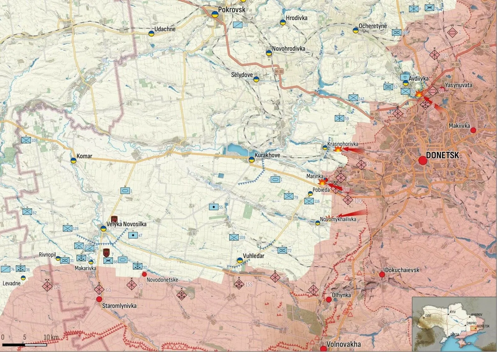 - Donetsk : Attaques russes repoussées sur Krasnohorivka, Marinka, Novomykhailivka.