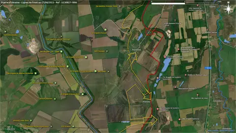 Carte du front autour de Klichtchiivka et Andriivka, secteur de Bakhmout