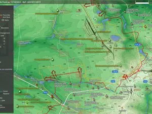Carte topographique du front d’Adviivka et Pervomaiske au 17 octobre