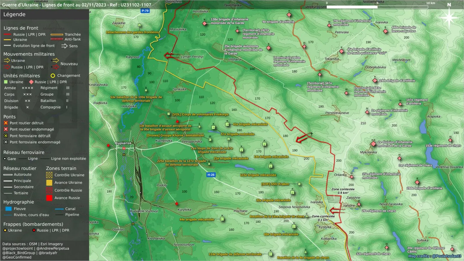 Sources des cartes : MilitaryLand, Poulet Volant, War Mapper