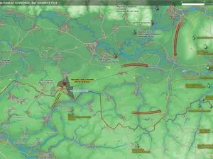 Carte topographique des lignes de front du 13 septembre 2024, secteur de Koursk
